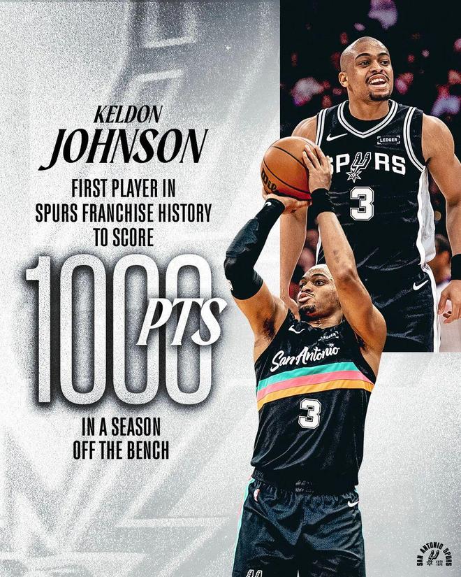 马刺双星闪耀凯尔登高效输出助队胜开拓者